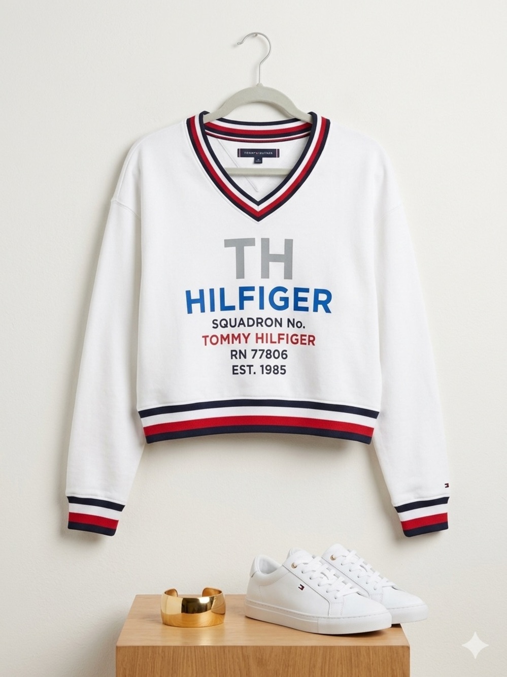 Tommy Hilfiger Navy, Red & White Logo Neck Label Detail